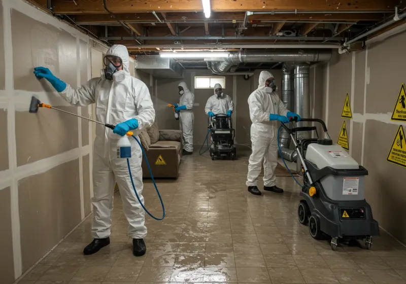 Basement Moisture Removal and Structural Drying process in Ewa Beach, HI